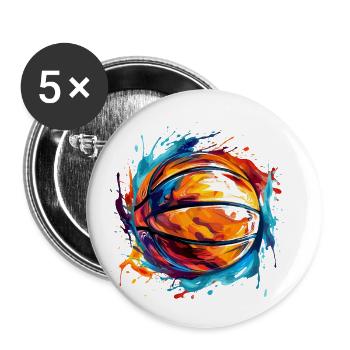 Conception de basket-ball pour les fans de sport Basketteurs - Lot de 5 petits badges (25 mm) - blanc - Devant