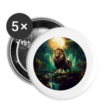 Majestätischer Löwe König der Tiere Geschenk Löwen - Buttons klein 25 mm (5er Pack) - Weiß - Vorne