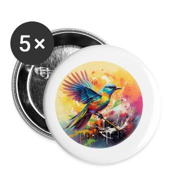 Vogel Singvogel Geschenk für Vogel Fans Natur - Buttons klein 25 mm (5er Pack) - Weiß - Vorne