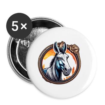 Esel / Tier /Grautier / Mähne / iah / Lasstier - Buttons klein 25 mm (5er Pack) - Weiß - Vorne