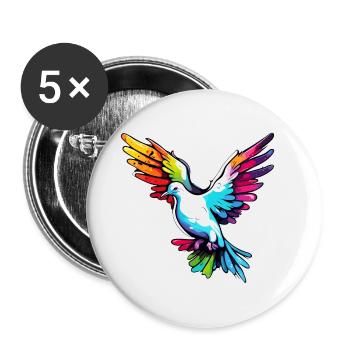 Colombe de la paix / oiseau / animal / vol / mariage - Lot de 5 petits badges (25 mm) - blanc - Devant