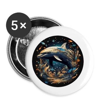 Dolphin for Marine Animals Fans Gift Vacation Beach - Buttons small 1''/25 mm (5-pack) - white - Front