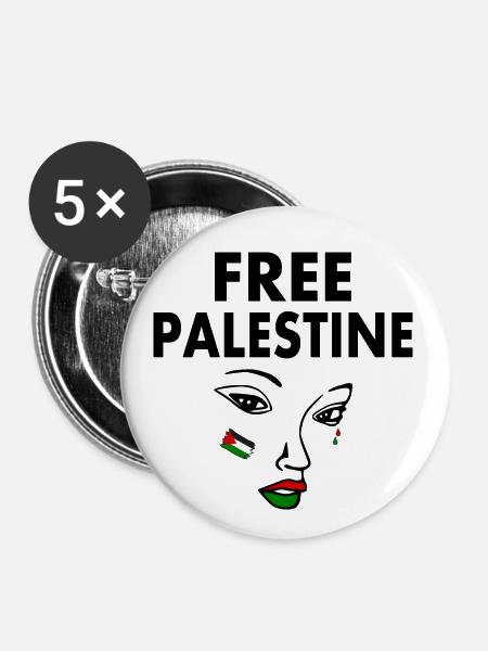 Free palestine - Buttons klein 25 mm (5er Pack) - Weiß