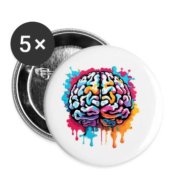 Brain / Knowledge / Intelligence / Clever / Thinking - Buttons small 1''/25 mm (5-pack) - white - Front