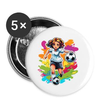 Fußballerin / Sport / Fußballplatz / Verein / FC - Buttons klein 25 mm (5er Pack) - Weiß - Vorne