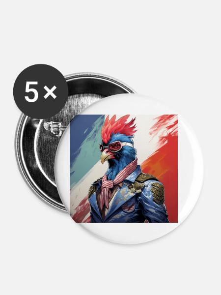 Funky Hahn Stilvolle Illustration - Buttons klein 25 mm (5er Pack) - Weiß