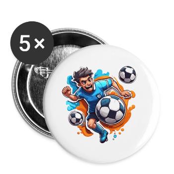 Footballer / Soccer / Pitch / Team - Buttons small 1''/25 mm (5-pack) - white - Front