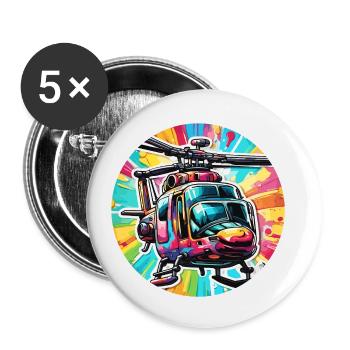 Helikopter / Hubschrauber / fliegen / Luftfahrt - Buttons klein 25 mm (5er Pack) - Weiß - Vorne