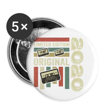 Vintage 2020 - Retro Geburtstagsspruch 2020 - Buttons klein 25 mm (5er Pack) - Weiß - Vorne