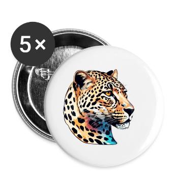 Léopard / guépard / Animal / Animal imprimé / motif - Lot de 5 petits badges (25 mm) - blanc - Devant