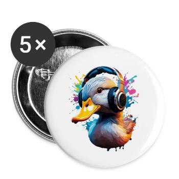 Headphones / Audio / Music / Animal / Duck / Cool - Buttons small 1''/25 mm (5-pack) - white - Front