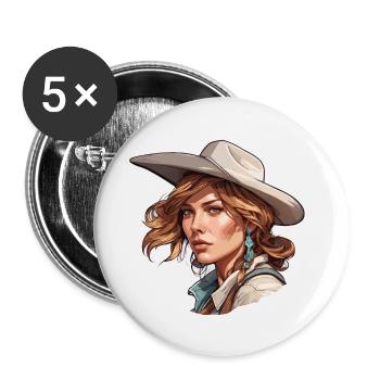 Cow Girl / Wild West / Desert / Lasso / Rodeo - Buttons small 1''/25 mm (5-pack) - white - Front
