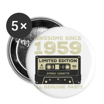 1959 Anniversaire Né En 1959 Vintage Rétro - Lot de 5 petits badges (25 mm) - blanc - Devant