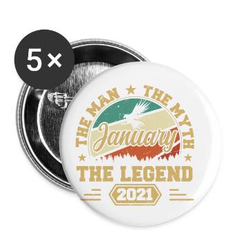 Die Legenden wurden im Januar 2021 geboren - Buttons klein 25 mm (5er Pack) - Weiß - Vorne