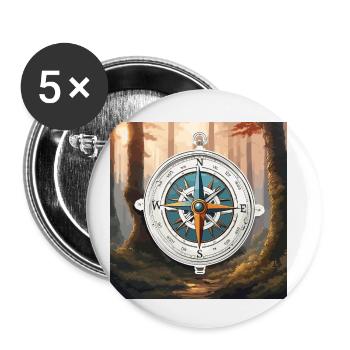 Kompass / Himmelsrichtung / Reisen / Survival - Buttons klein 25 mm (5er Pack) - Weiß - Vorne