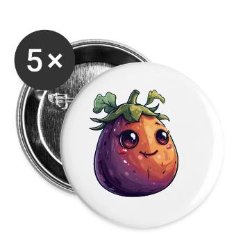 Eggplant Comic Face - Buttons small 1''/25 mm (5-pack) - white - Front