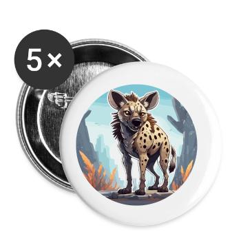 Hyène / Afrique / Safrai / Zoo / Wildis / Animal - Lot de 5 petits badges (25 mm) - blanc - Devant