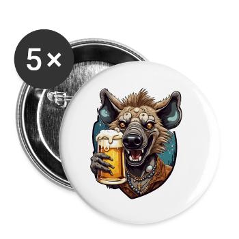 Hyène / Afrique / Safrai / Zoo / Wildis / Animal - Lot de 5 petits badges (25 mm) - blanc - Devant