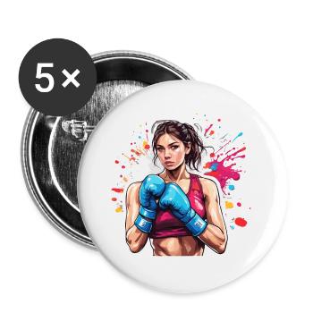 Boxer / Sports / Fight / Arena / Boxing Ring / Fists - Buttons small 1''/25 mm (5-pack) - white - Front