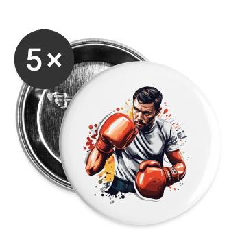 Boxer / Sports / Fight / Arena / Boxing Ring / Fists - Buttons small 1''/25 mm (5-pack) - white - Front