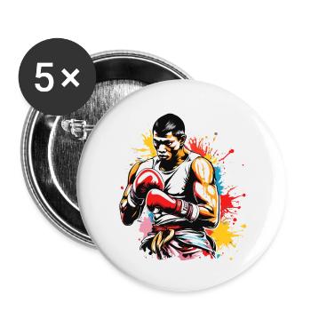Boxer / Sports / Fight / Arena / Boxing Ring / Fists - Buttons small 1''/25 mm (5-pack) - white - Front
