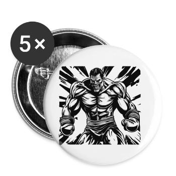 Boxer / Sports / Fight / Arena / Boxing Ring / Fists - Buttons small 1''/25 mm (5-pack) - white - Front