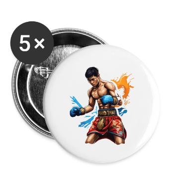 Boxer / Sports / Fight / Arena / Boxing Ring / Fists - Buttons small 1''/25 mm (5-pack) - white - Front