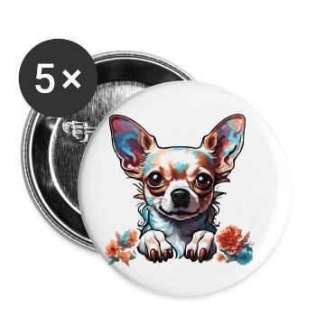 Chihuahua / small dog / animal / tiny / breed - Buttons small 1''/25 mm (5-pack) - white - Front