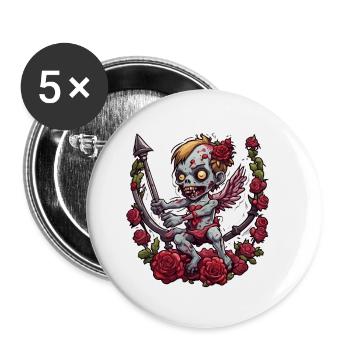 Cupidon / Amour / Flèche / Coeur / Saint Valentin - Lot de 5 petits badges (25 mm) - blanc - Devant