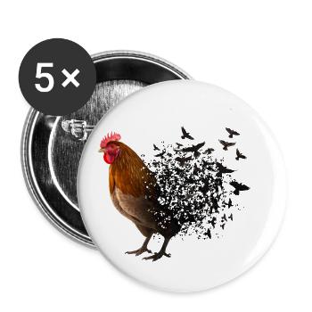 Huhn - Buttons klein 25 mm (5er Pack) - Weiß - Vorne