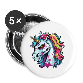 Unicorn / mythical creatures / fairy tales / magic / glitter - Buttons small 1''/25 mm (5-pack) - white - Front
