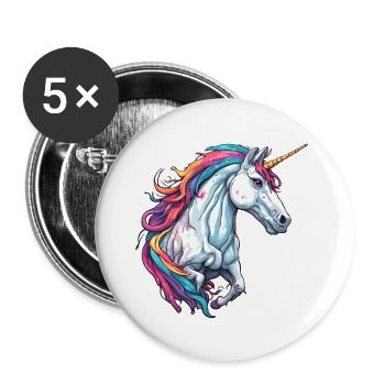 Unicorn / mythical creatures / fairy tales / magic / glitter - Buttons small 1''/25 mm (5-pack) - white - Front