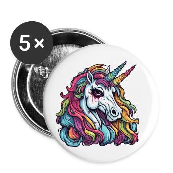 Unicorn / mythical creatures / fairy tales / magic / glitter - Buttons small 1''/25 mm (5-pack) - white - Front