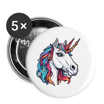 Unicorn / mythical creatures / fairy tales / magic / glitter - Buttons small 1''/25 mm (5-pack) - white - Front