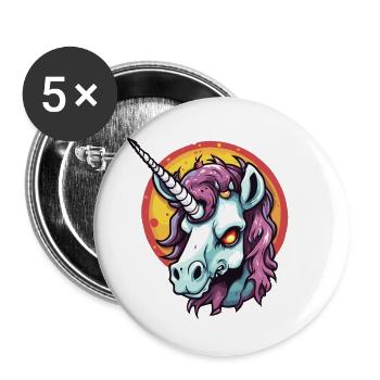 Einhorn / Fabelwesen / Märchen / Magie / Glitzer - Buttons klein 25 mm (5er Pack) - Weiß - Vorne