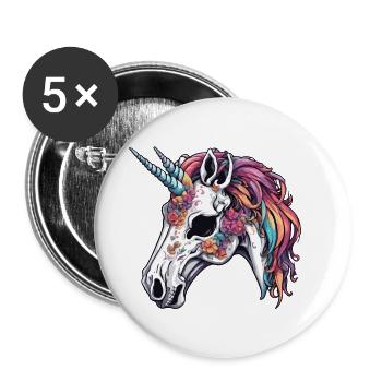 Unicorn / mythical creatures / fairy tales / magic / glitter - Buttons small 1''/25 mm (5-pack) - white - Front