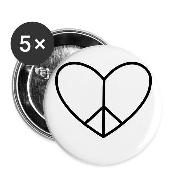 Paix dans le cœur - Lot de 5 petits badges (25 mm) - blanc - Devant