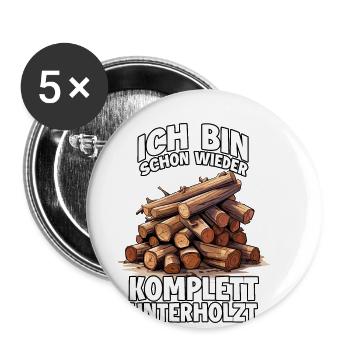 Lustiges Holzfäller T für Forstwirte und Förster - Buttons klein 25 mm (5er Pack) - Weiß - Vorne