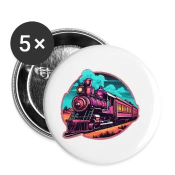 Zug / Lokomotive / Dampflok / Eisenbahn / Lock - Buttons klein 25 mm (5er Pack) - Weiß - Vorne