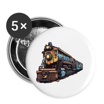 Zug / Lokomotive / Dampflok / Eisenbahn / Lock - Buttons klein 25 mm (5er Pack) - Weiß - Vorne