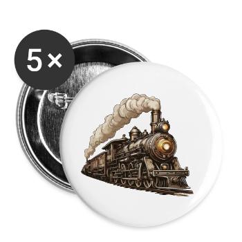 Zug / Lokomotive / Dampflok / Eisenbahn / Lock - Buttons klein 25 mm (5er Pack) - Weiß - Vorne