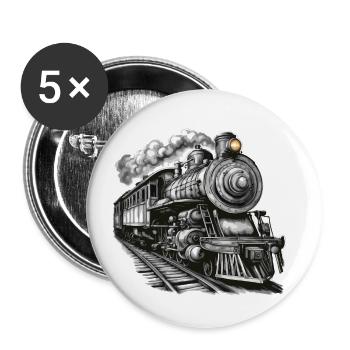 Zug / Lokomotive / Dampflok / Eisenbahn / Lock - Buttons klein 25 mm (5er Pack) - Weiß - Vorne