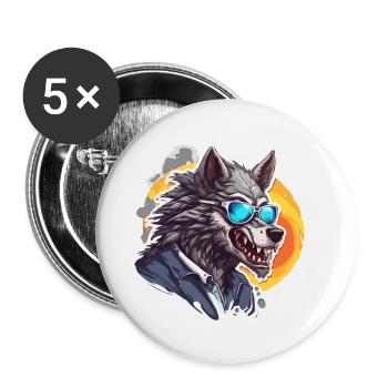 Loup-garou / Pleine lune / Créature / Transformation / Malédiction - Lot de 5 petits badges (25 mm) - blanc - Devant