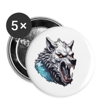 Loup-garou / Pleine lune / Créature / Transformation / Malédiction - Lot de 5 petits badges (25 mm) - blanc - Devant
