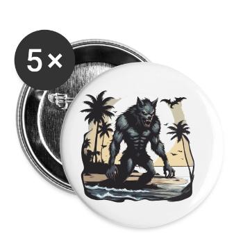 Loup-garou / Pleine lune / Créature / Transformation / Malédiction - Lot de 5 petits badges (25 mm) - blanc - Devant