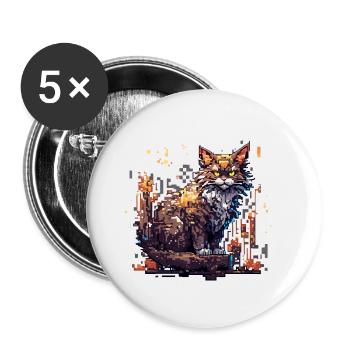 Katze / Tier / Haustier / Miez / Miau / Fell - Buttons klein 25 mm (5er Pack) - Weiß - Vorne