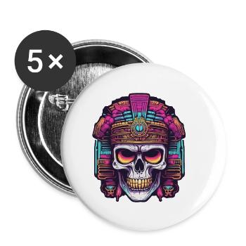 Mayan / Hochkultur / Peru / Maya Kalender / Motiv - Buttons klein 25 mm (5er Pack) - Weiß - Vorne