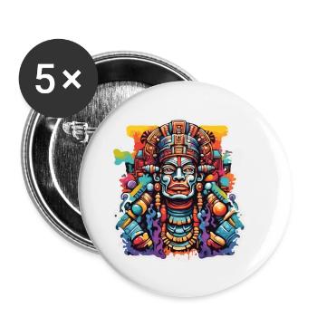 Mayan / Hochkultur / Peru / Maya Kalender / Motiv - Buttons klein 25 mm (5er Pack) - Weiß - Vorne