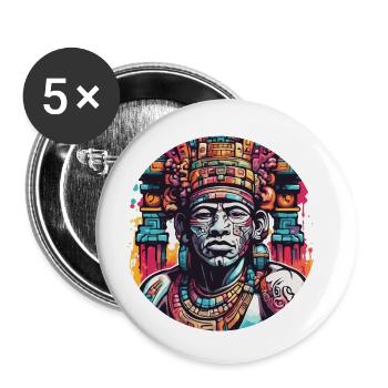 Mayan / Hochkultur / Peru / Maya Kalender / Motiv - Buttons klein 25 mm (5er Pack) - Weiß - Vorne