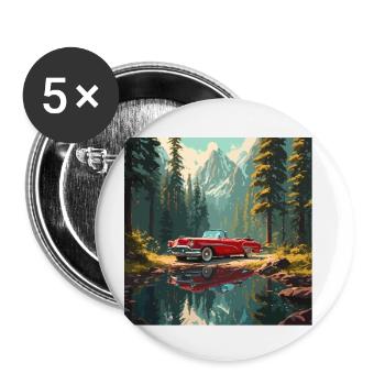 Old Timer / Auto / 50er Jahre / Retro / Vintage - Buttons klein 25 mm (5er Pack) - Weiß - Vorne